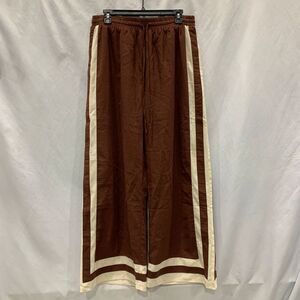 Entro Solid High Waist Wide Leg Pull On Pants brown/white